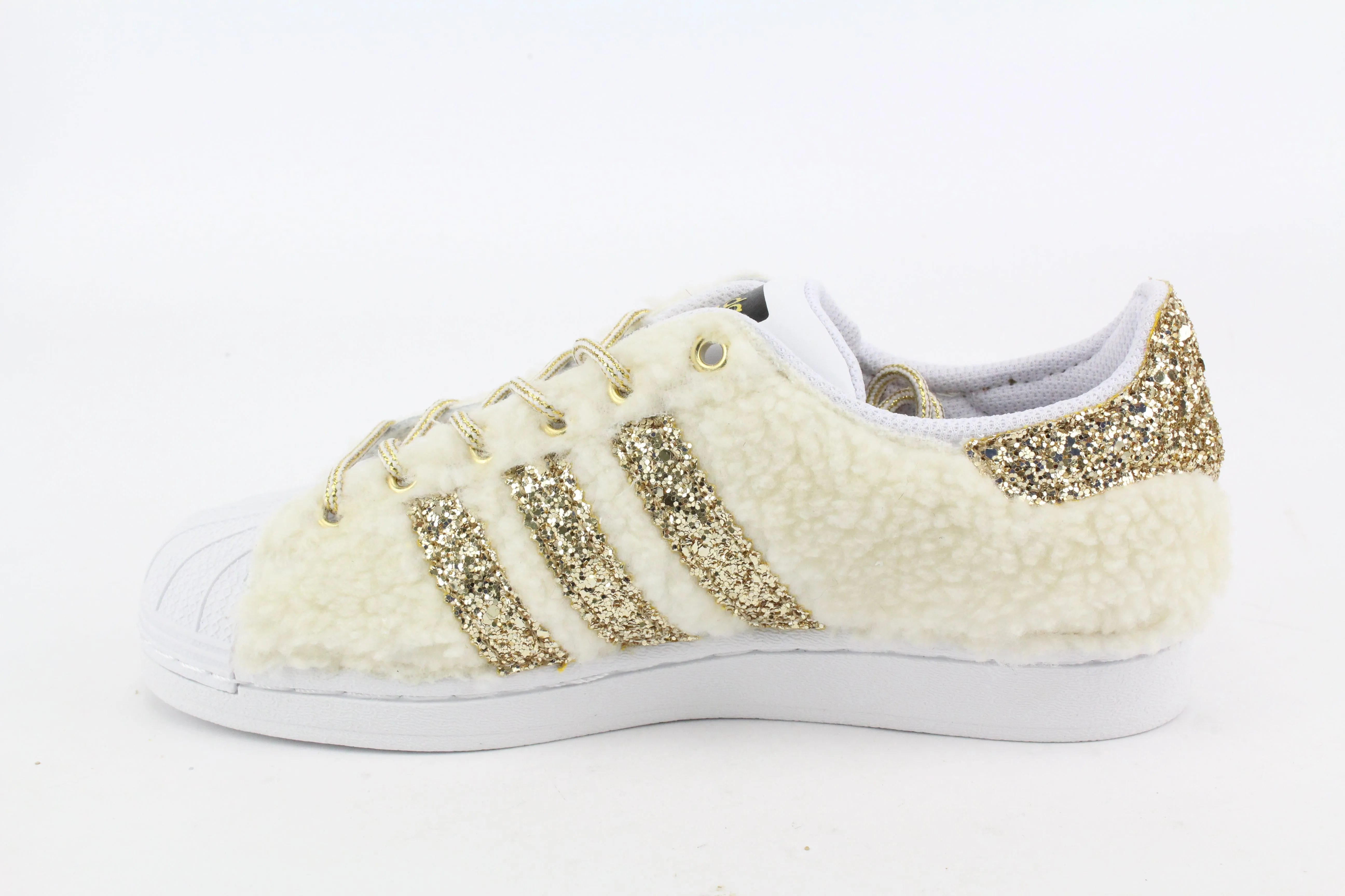 Adidas Superstar Lamb White & Glitter Oro Breathable Vent Holes