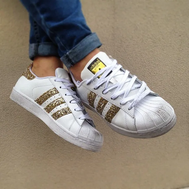 Sweat   wicking Adidas Superstar Gold Glitter