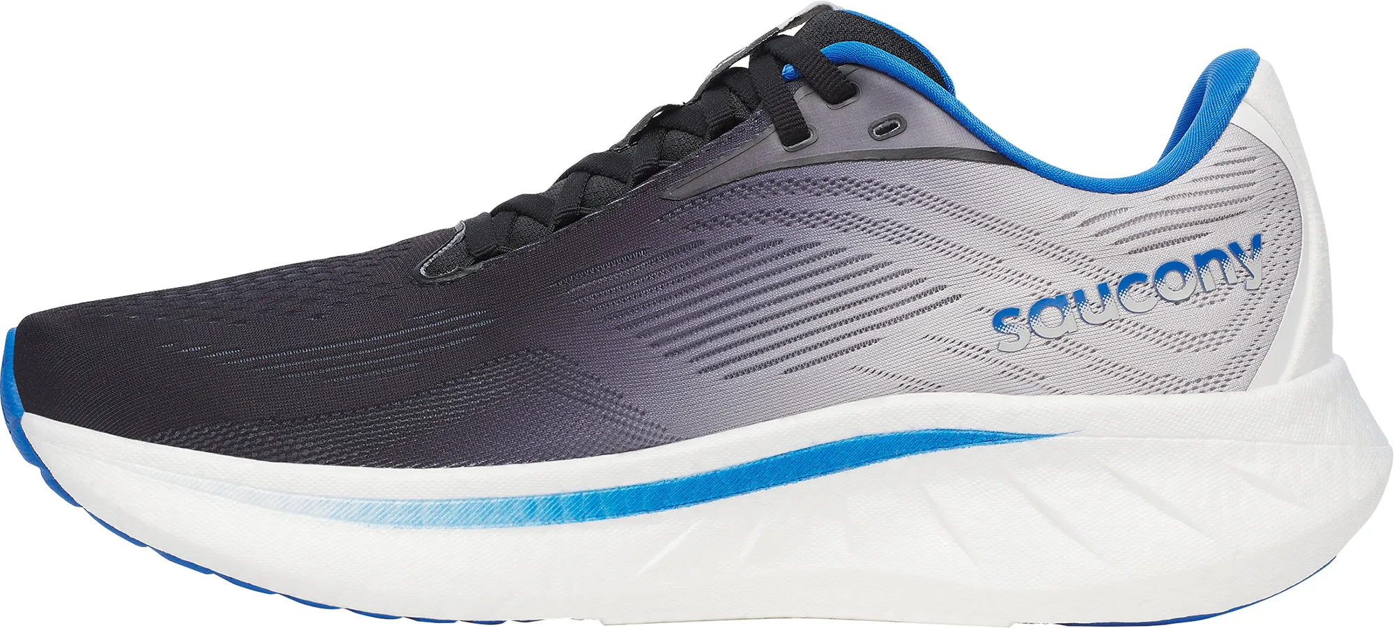 Multi Directional Grip Pattern Saucony Ride 18 Mens Running Shoes - Black