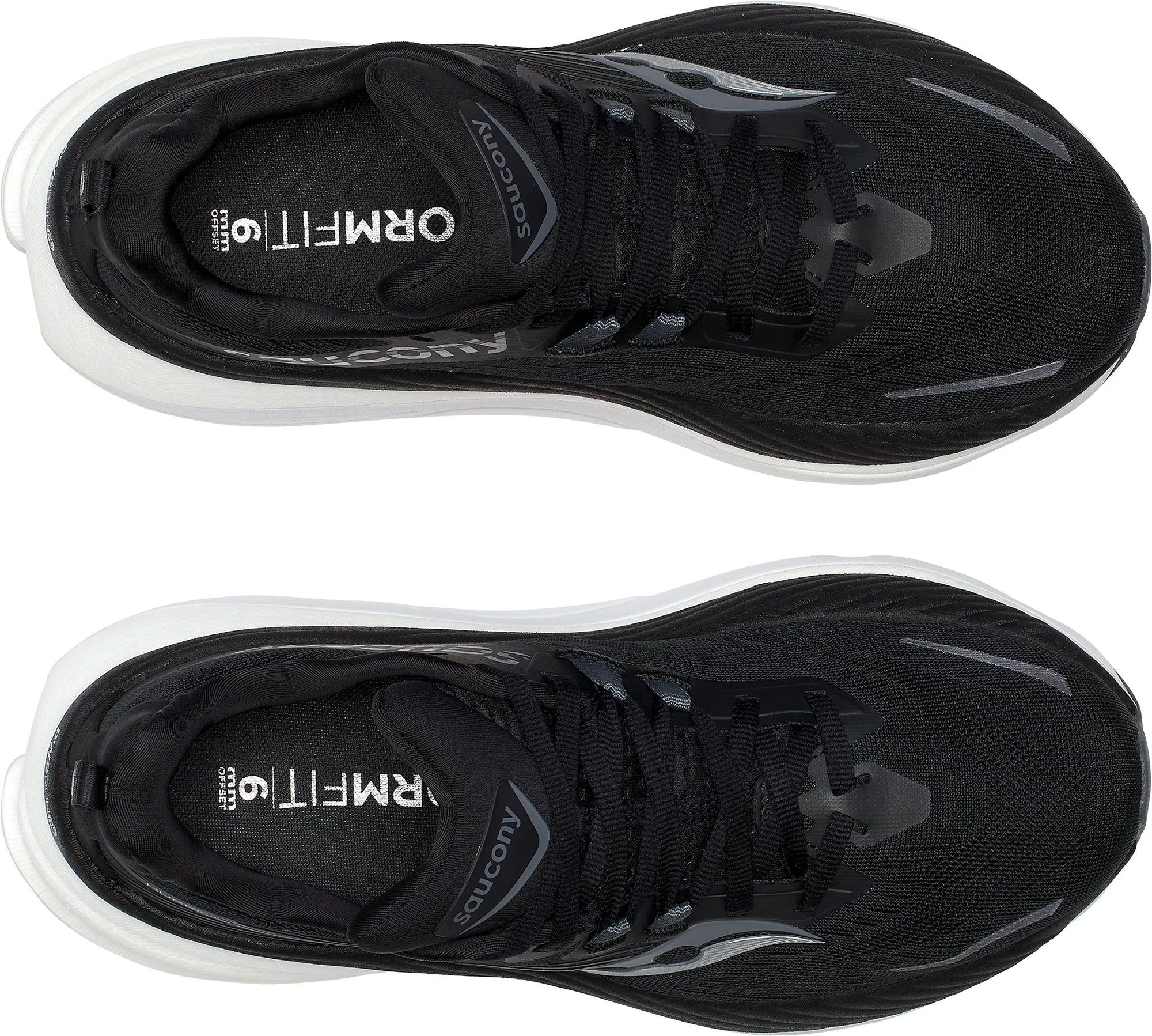 Saucony Hurricane 24 WIDE FIT Womens Running Shoes - Black Durable Sole compression support