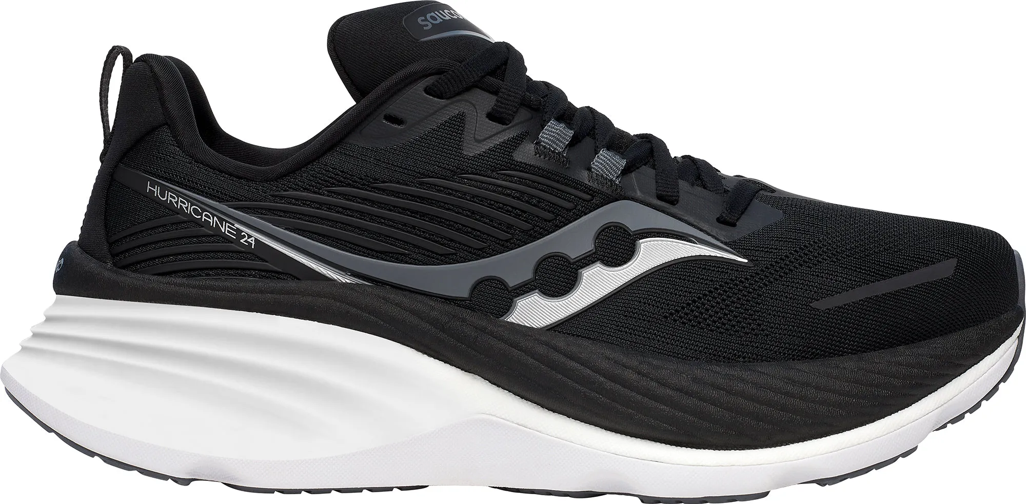 Saucony Hurricane 24 WIDE FIT Womens Running Shoes - Black Sports functionality Low Profile Design