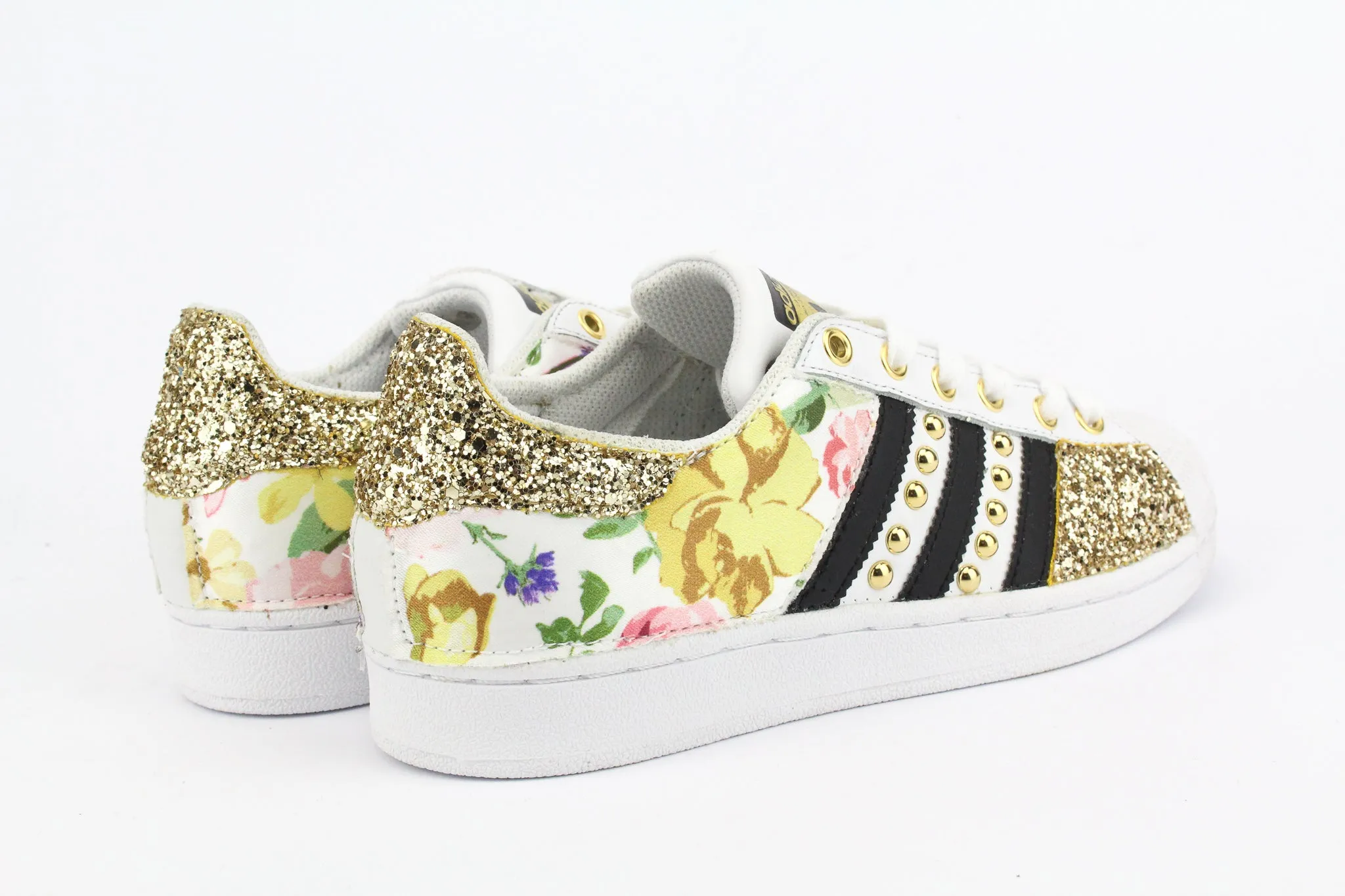 Adidas Superstar Fiori Gold 1 Glitter & Borchie Street Scene Jogger Style