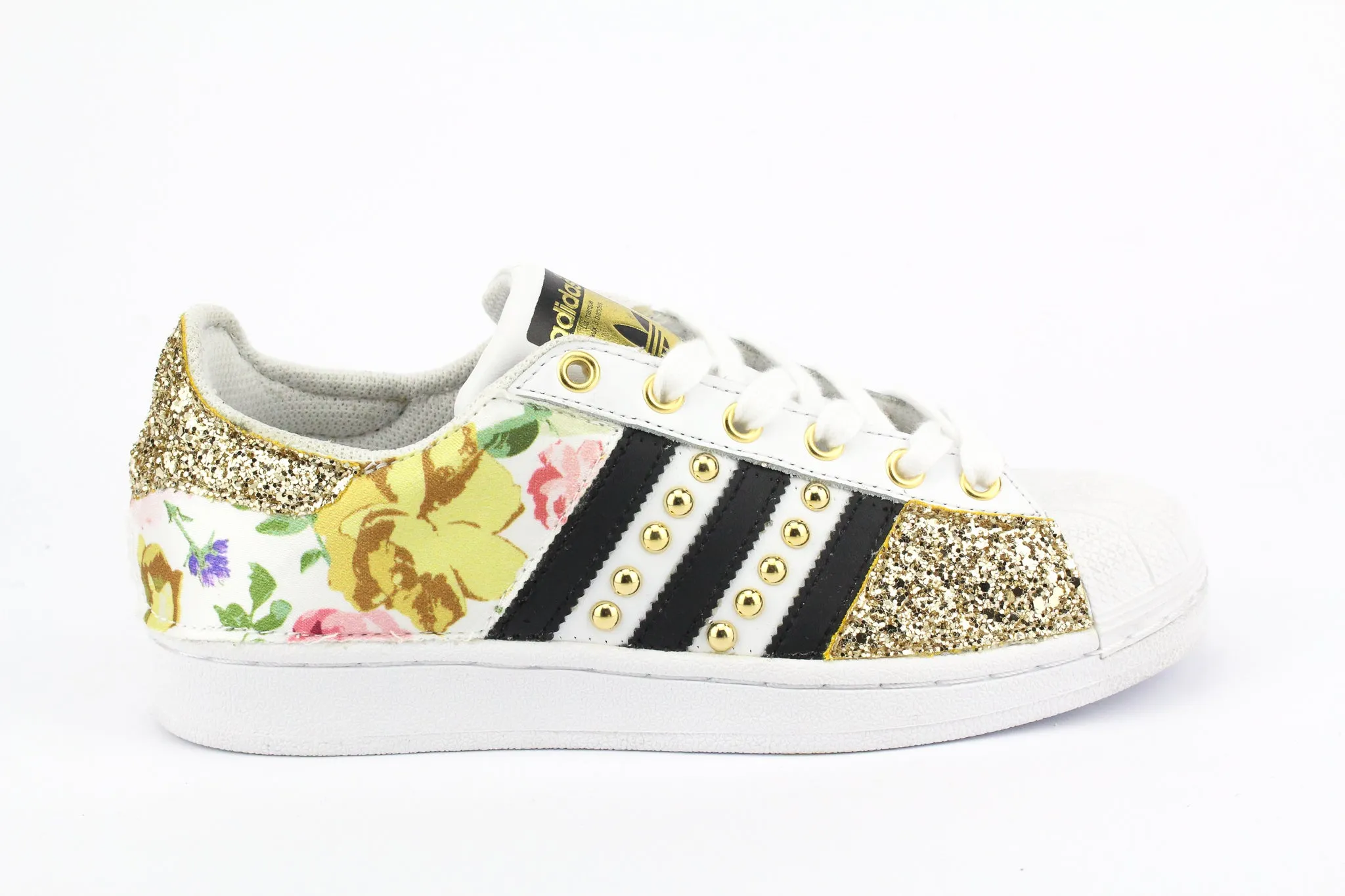 Adidas Superstar Fiori Gold 1 Glitter & Borchie CanvasMaterial Goal Step