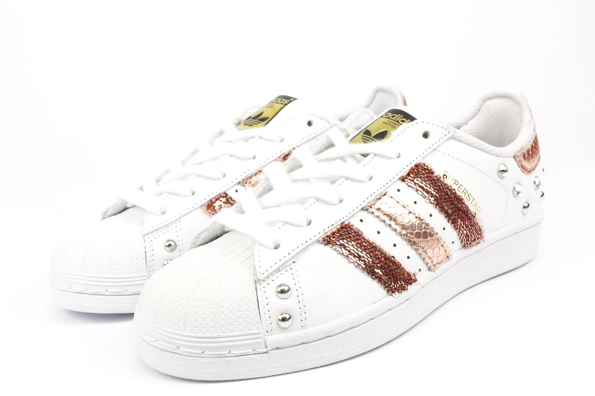 Speed Jog Adidas Superstar Pitone Laminato Rosa Rame Paillettes & Strass