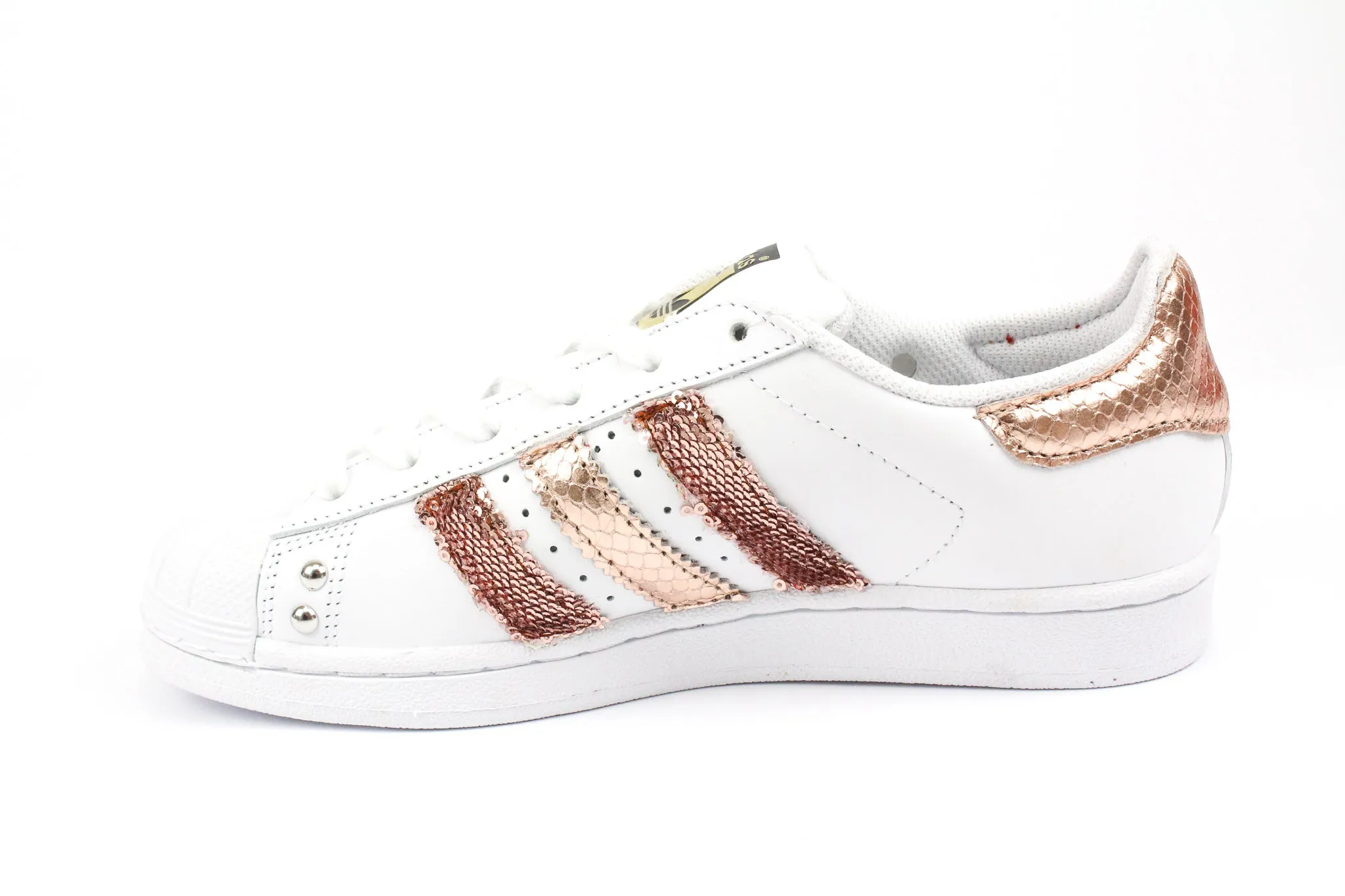 Adidas Superstar Pitone Laminato Rosa Rame Paillettes & Strass Balanced feel Monochrome Style