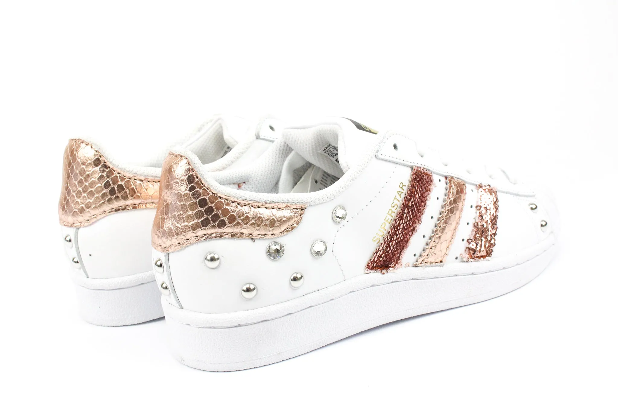 Tropical Feel Adidas Superstar Pitone Laminato Rosa Rame Paillettes & Strass