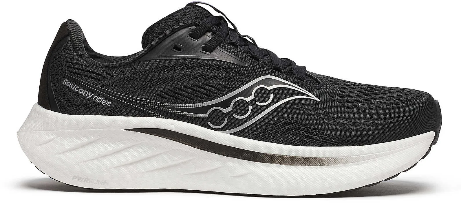 performance - technology running in low - altitude areas Saucony Ride 18 WIDE FIT Womens Running Shoes - Black