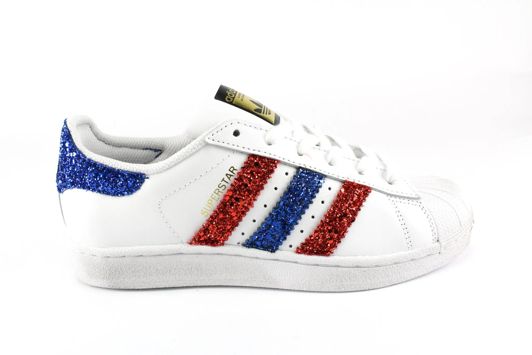 Fall look Adidas Superstar Red & Bluette Glitter