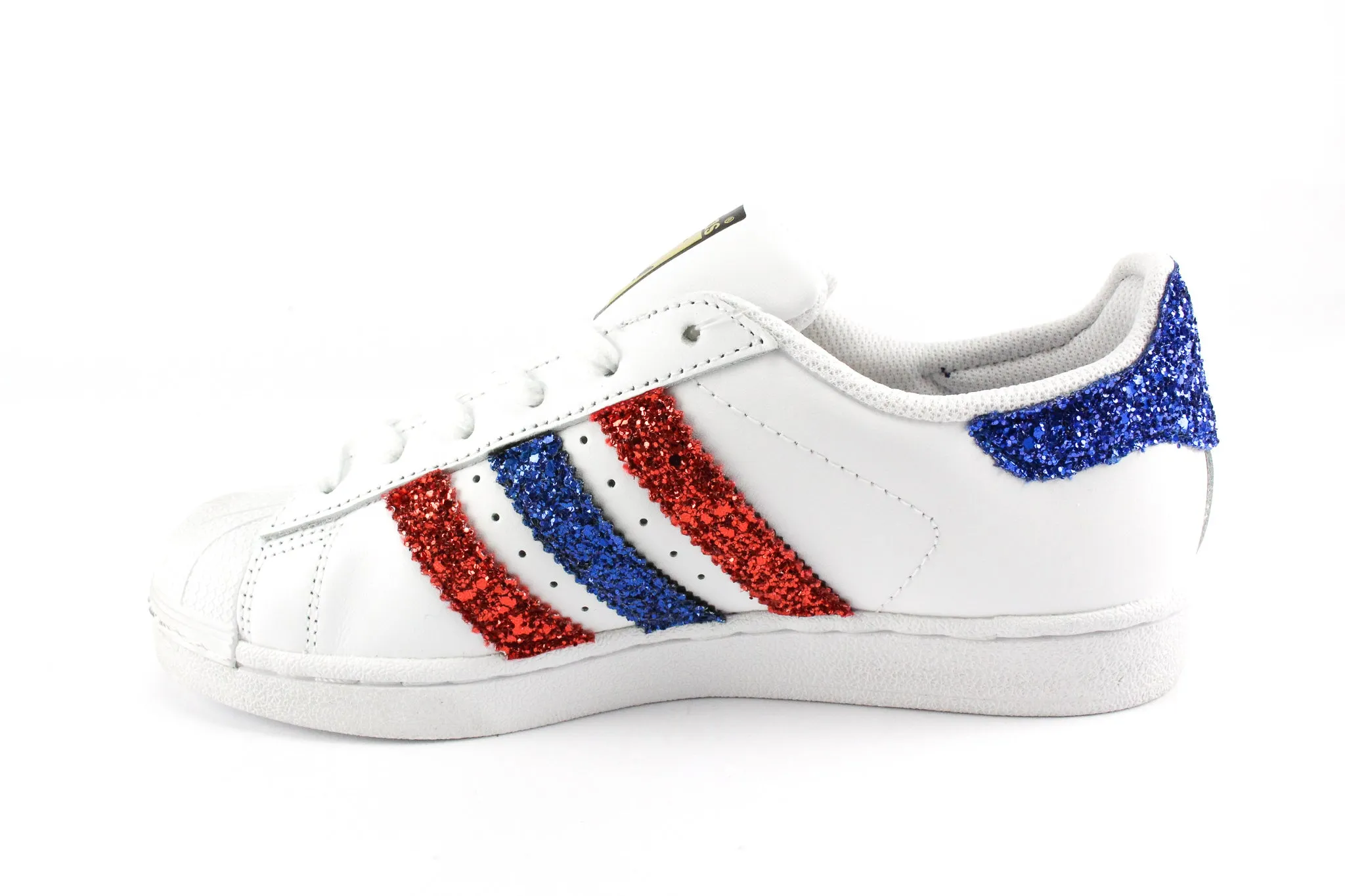 Adidas Superstar Red & Bluette Glitter Supportive Design foldable