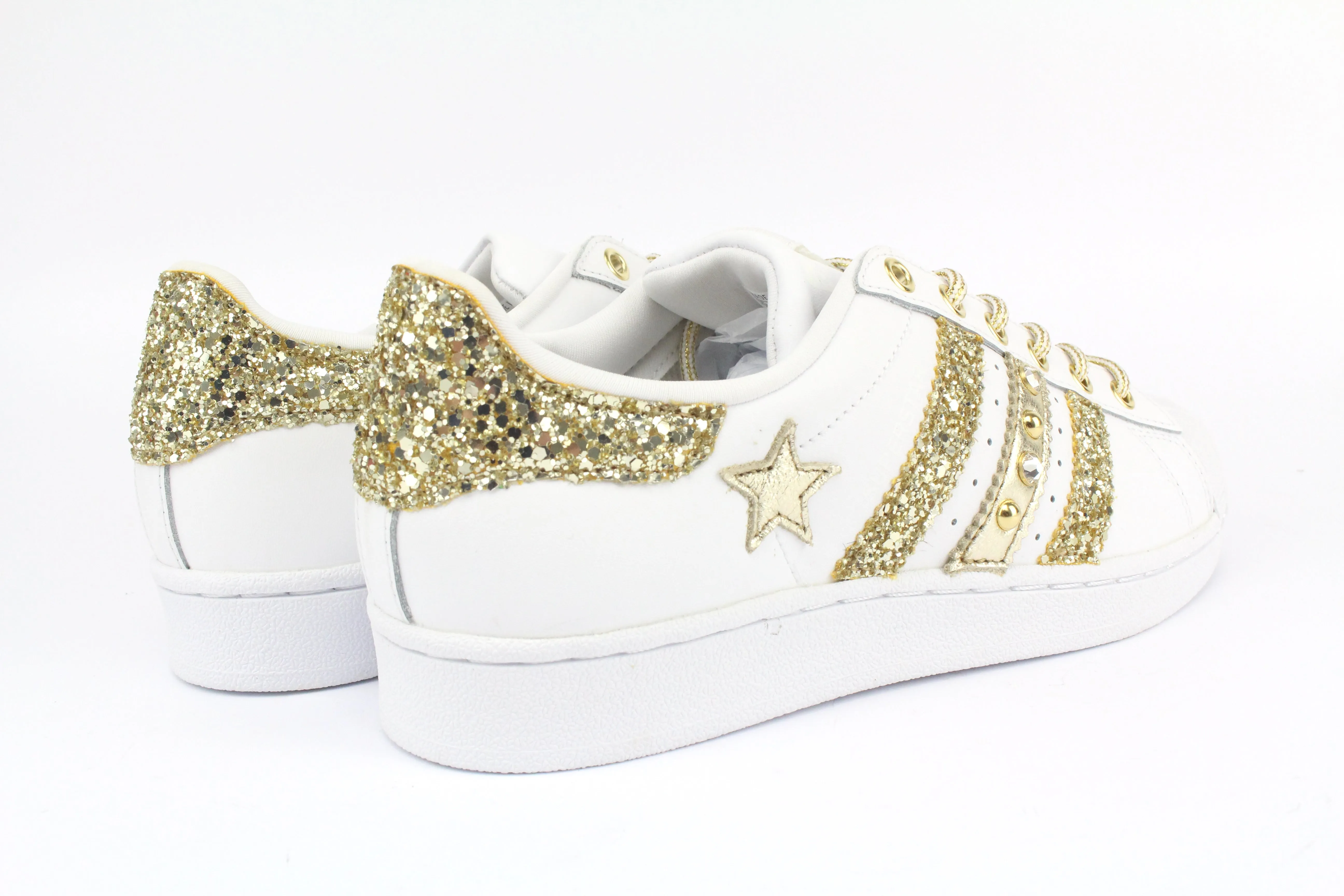 Stable Steps Adidas Superstar Glitter Gold Stella Gold Strass & Lacci Raso