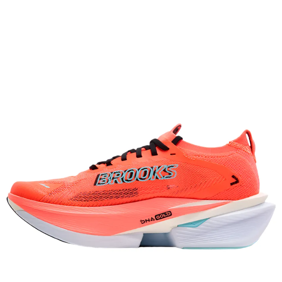Tread Lugs Pattern Plush Collar Padding Brooks Men's Hyperion Max 3 Running Shoes in Fiery Coral/Black/Atomizer AW25
