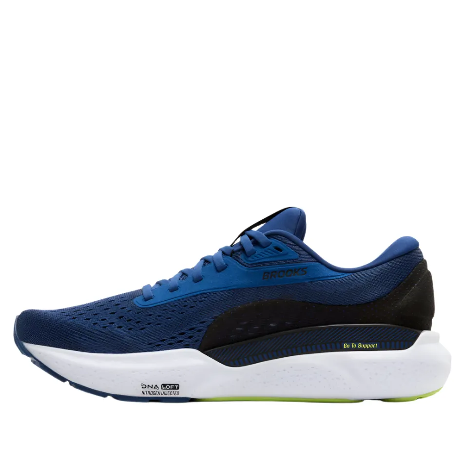 Brooks Men's Adrenaline GTS 24 Running Shoes in Navy Pony/Black/Acid Lime AW25 motivation