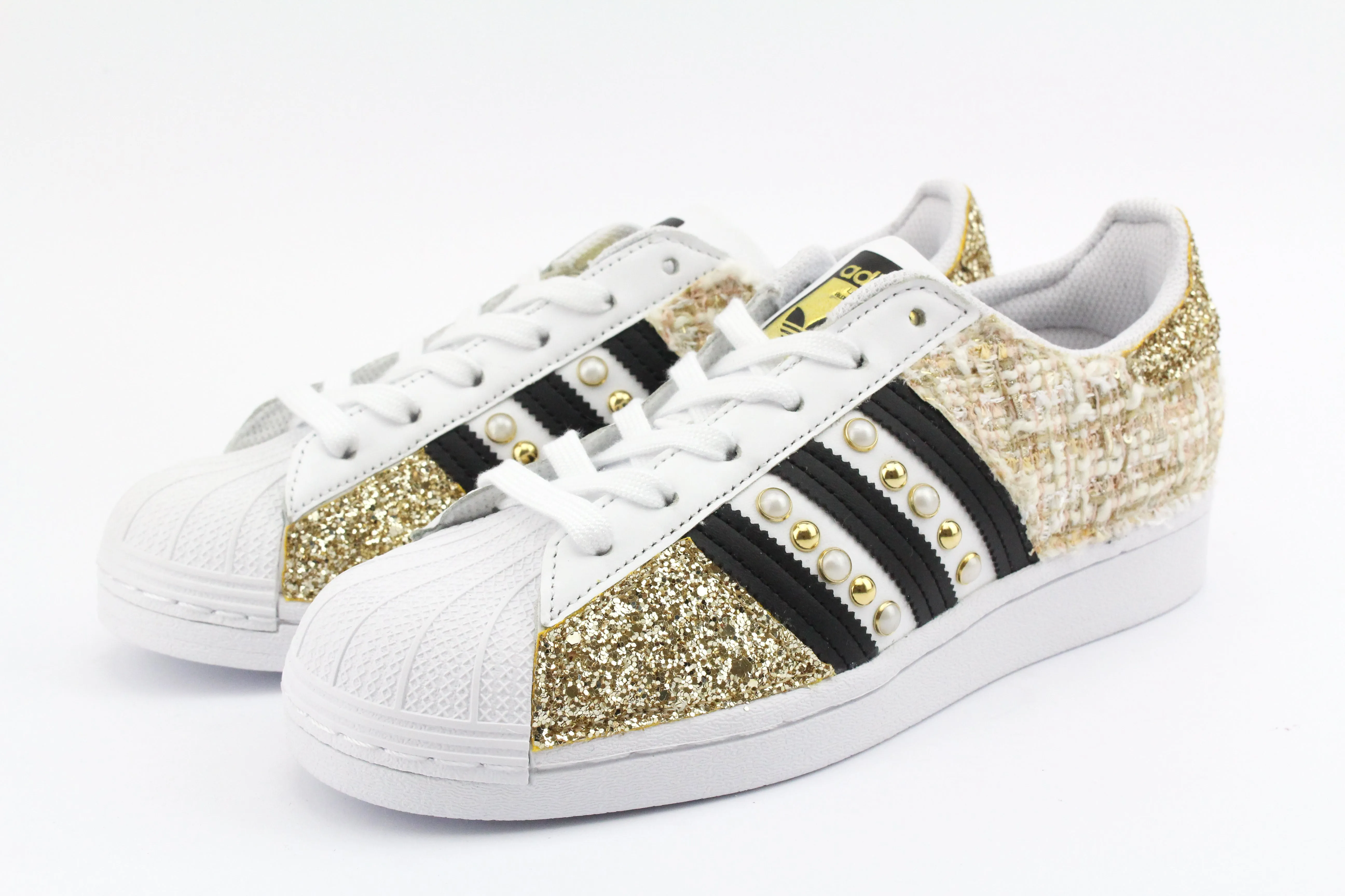 Adidas Superstar Gold Boucl?? Glitter & Borchie Trendy Fit Compression Molding