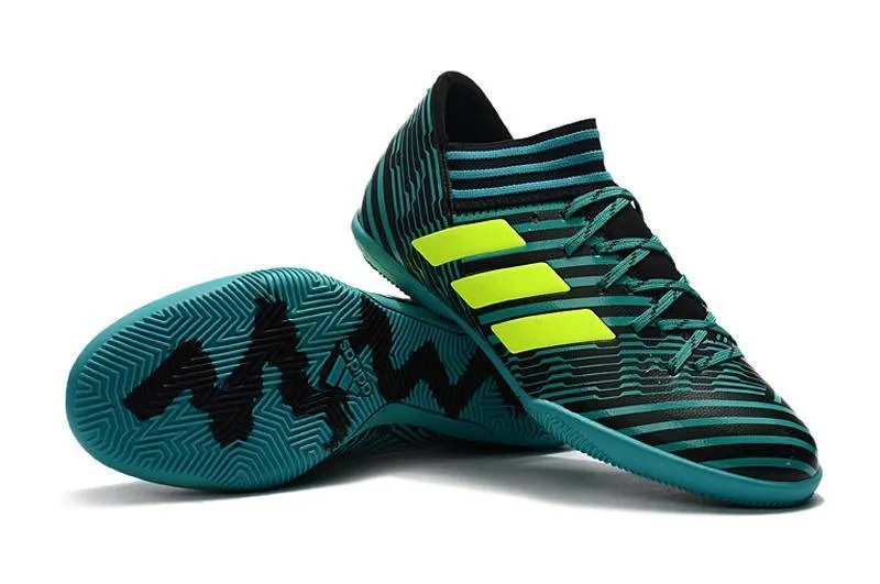 Training days Sharp Foot New Adidas Nemeziz Series TF Soccer Cleats Shoes Blue Black Green