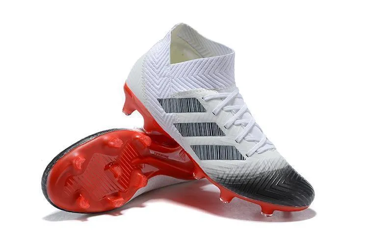 New Adidas Nemeziz 18.1 FG Soccer Cleats Shoes White Black Red Defender Fit