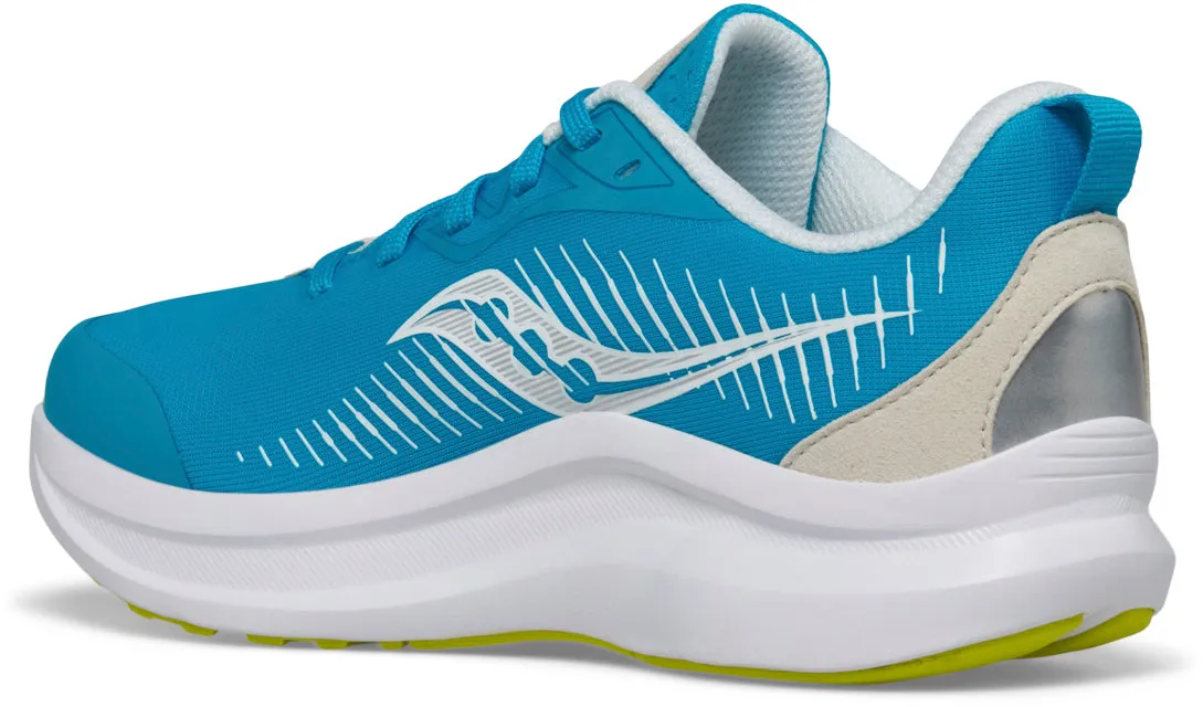 Saucony Endorphin KDZ Junior Running Shoes - Blue running in a ski lift area shoes Tensile Knit Upper
