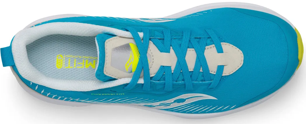running in a golf course area shoes Saucony Endorphin KDZ Junior Running Shoes - Blue