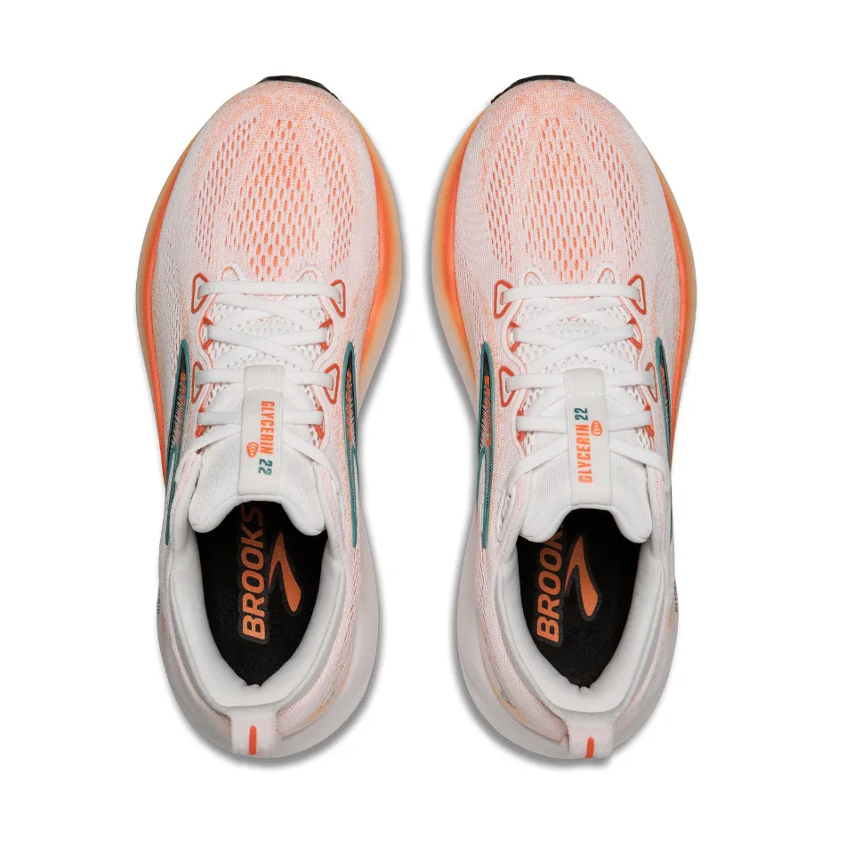 tennis - compatible shoes Brooks Men's Glycerin 22 Running Shoes in White/Orange/Green Blue Slate SS25