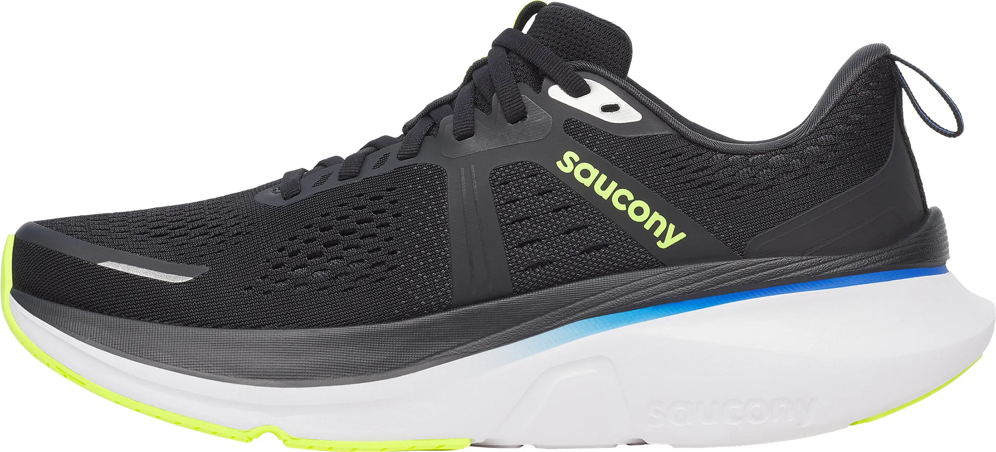 Saucony Guide 18 Mens Running Shoes - Black road running shoe alternative easy to take off