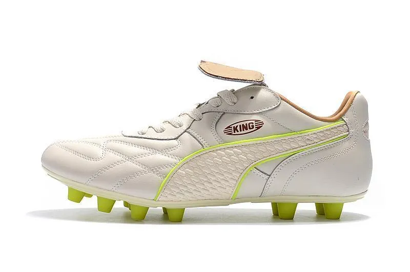 Puma King FG Football Shoes White/Green Responsive Fit Match Comfort