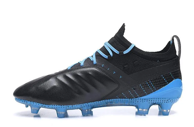 Quick Stop Puma One 5.1 FG AG Soccers Cleats Shoes Black Blue