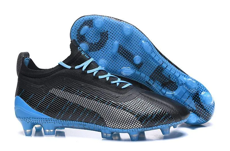 Puma One 5.1 FG AG Soccers Cleats Shoes Black Blue Pro Motion
