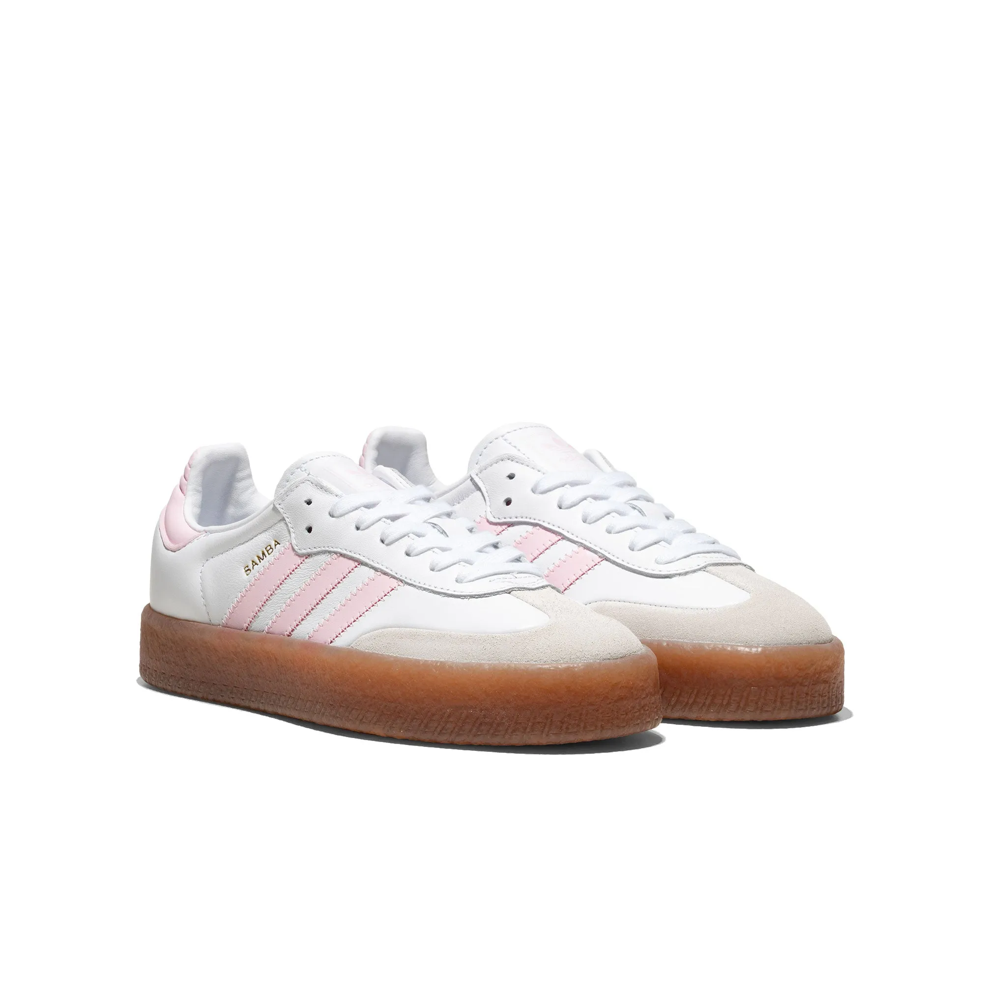 Chill Time Stacked Heel Design Adidas Originals Sambae J Ftwr White/Clear Pink/Gold Met
