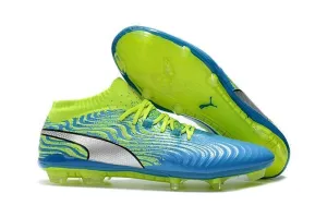 PUMA ONE 18.1 FG Soccer Cleats Blue Green Silver Quick Lock