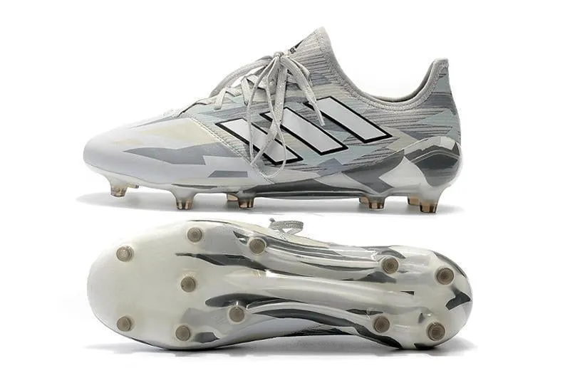 Comfortable Foot Control Play Adidas ACE FG Soccer Shoes Cleats Gray White