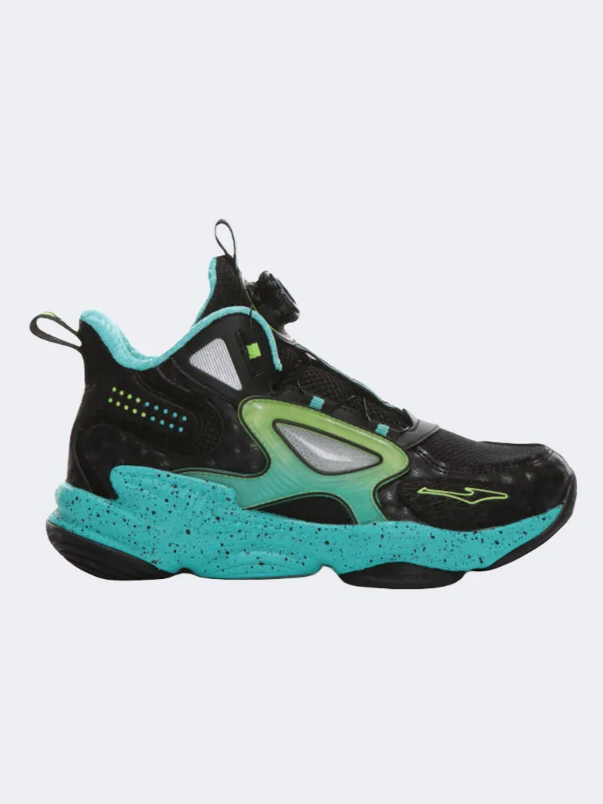 Erke Gs Boys Basketball Shoes Black/Green Supportive Core Fitness Training
