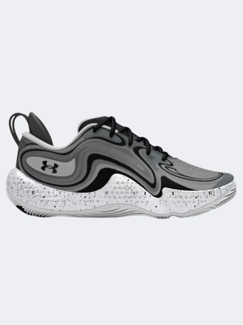 Under Armour Spawn 6 Men Basketball Shoes Mod Grey/Black Gloss Mood Family Time