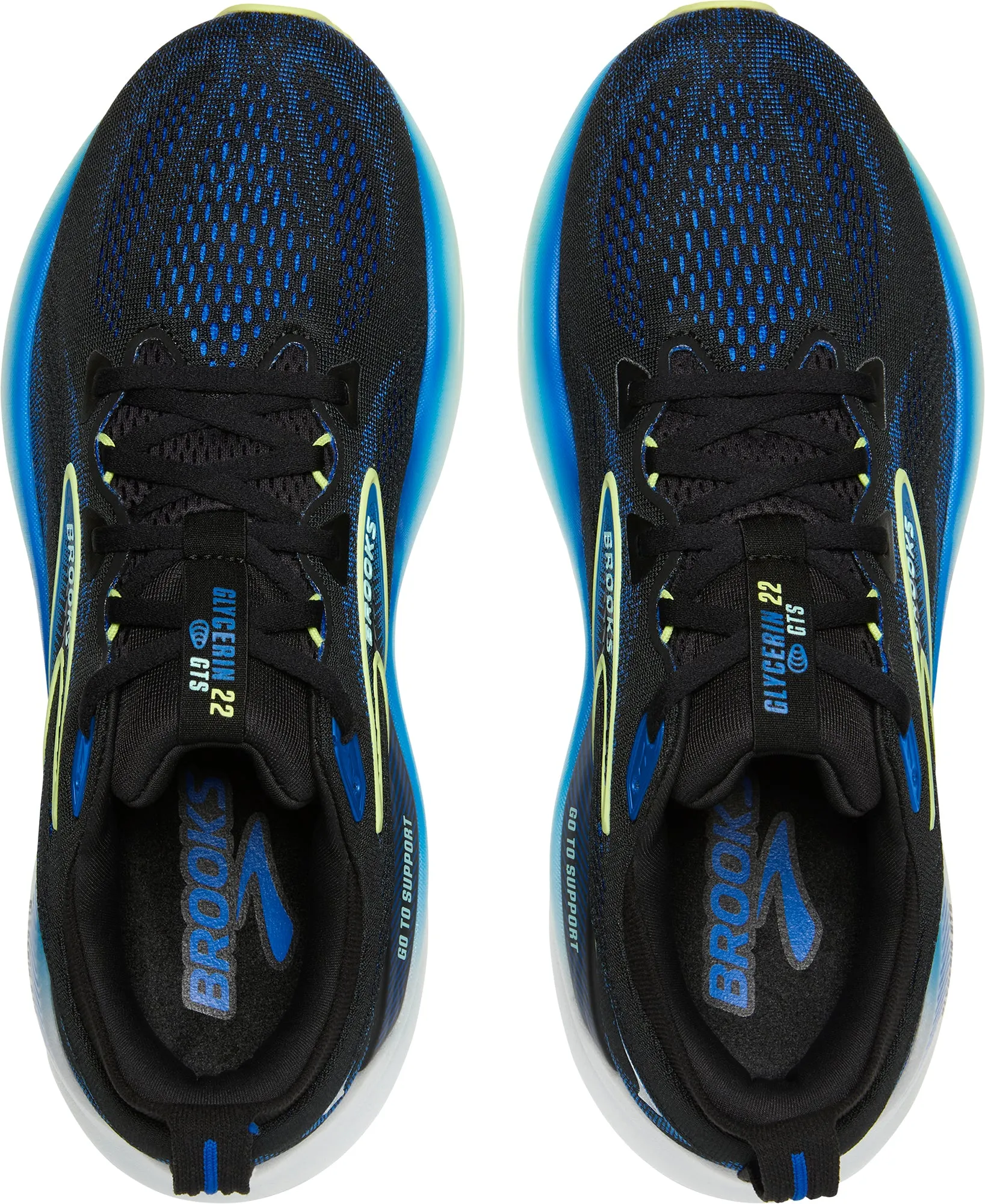 Temperature Control Lining Brooks Glycerin GTS 22 Mens Running Shoes - Black