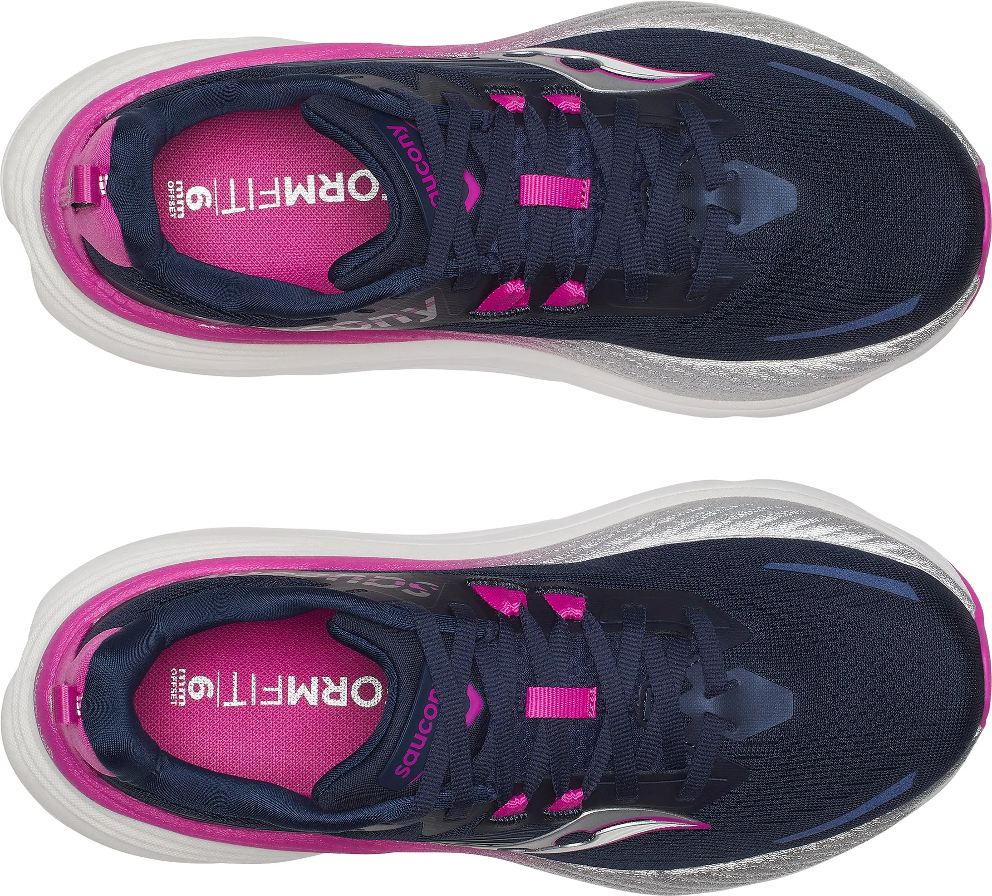 Saucony Hurricane 24 Womens Running Shoes - Blue Adjustable Laces