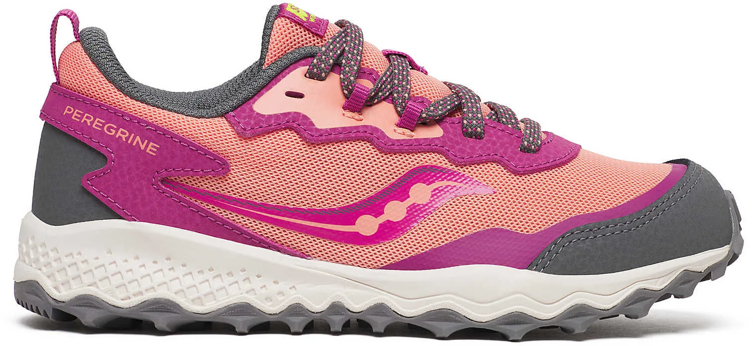 Saucony Peregrine KDZ Shield Junior Trail Running Shoes - Pink Daily Commuter Micro Perforated Tongue