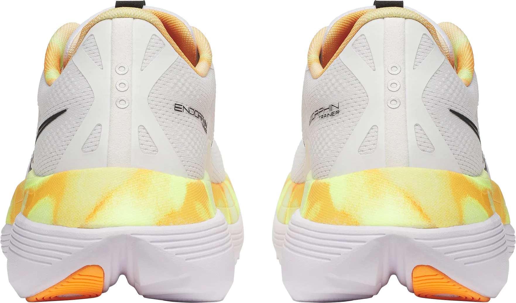 lightweight pants running in a monorail station area shoes Saucony Endorphin Trainer Mens Running Shoes - White