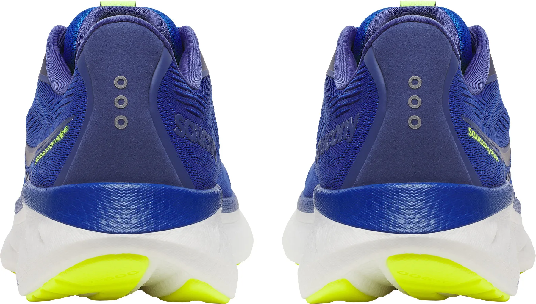 Saucony Ride 18 Mens Running Shoes - Blue running in a travertine pool area shoes
