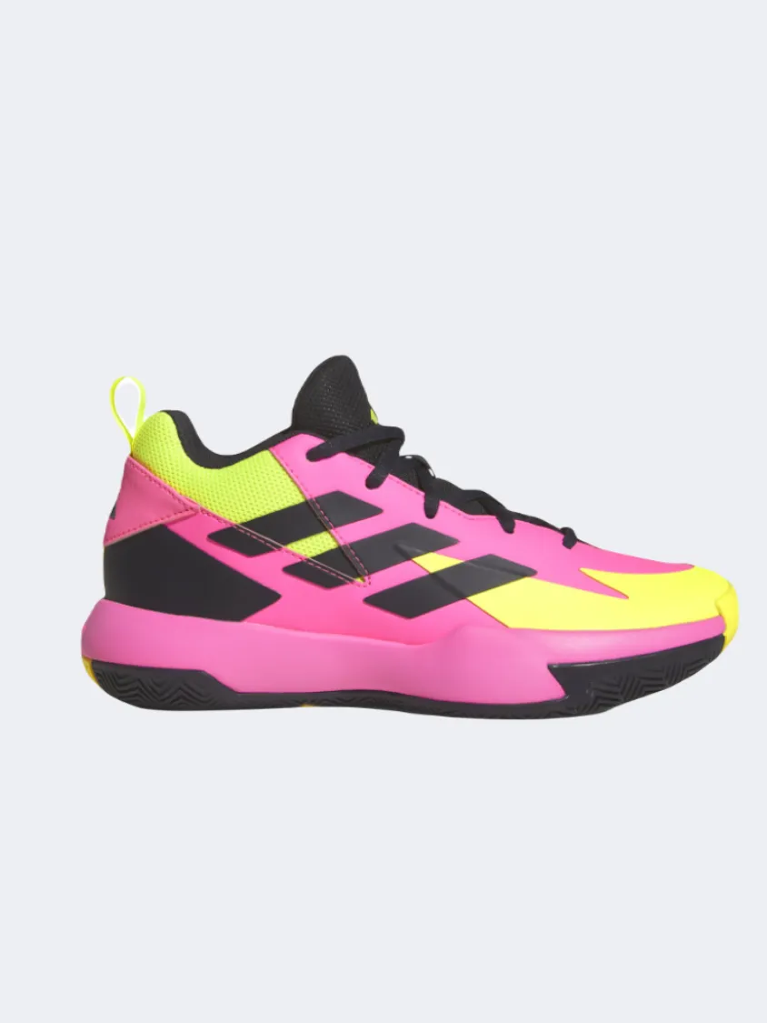 Adidas Cross Em Up Select Gs Basketball Shoes Pink/Black/Lemon Ankle Collar Padding Muscle Aid