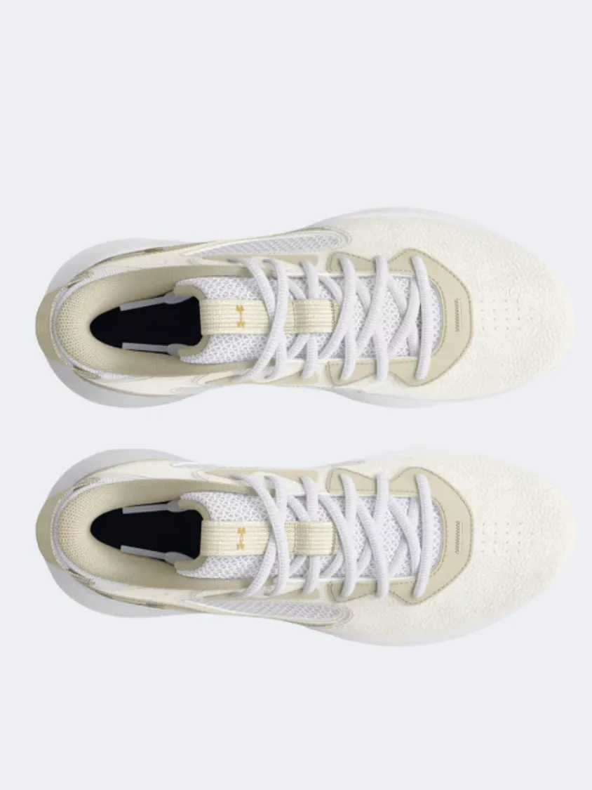 Breathable Airflow Channels Under Armour Lockdown 6 Men Basketball Shoes White/Silt/Gold