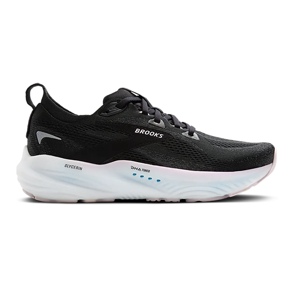 Brooks Glycerin 22 Black - Orchid Ice - White running in a playground shoes