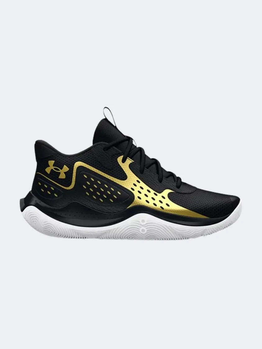 Under Armour Jet 23 Unisex Basketball Shoes Black/Metallic Gold Vibration Dampening Layer Long Move