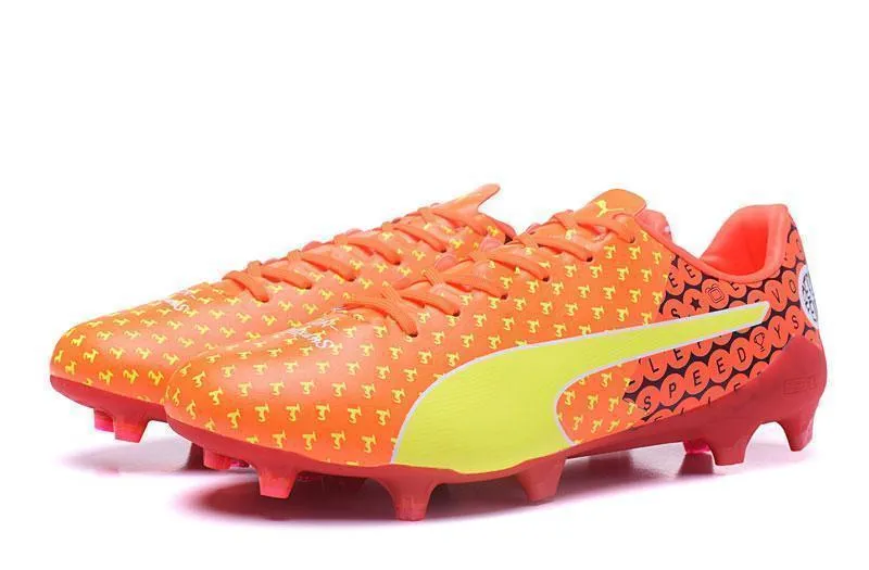 Quick Turn PUMA evoSPEED 17 SL-S FG Soccer Cleats Orange Yellow Red Black