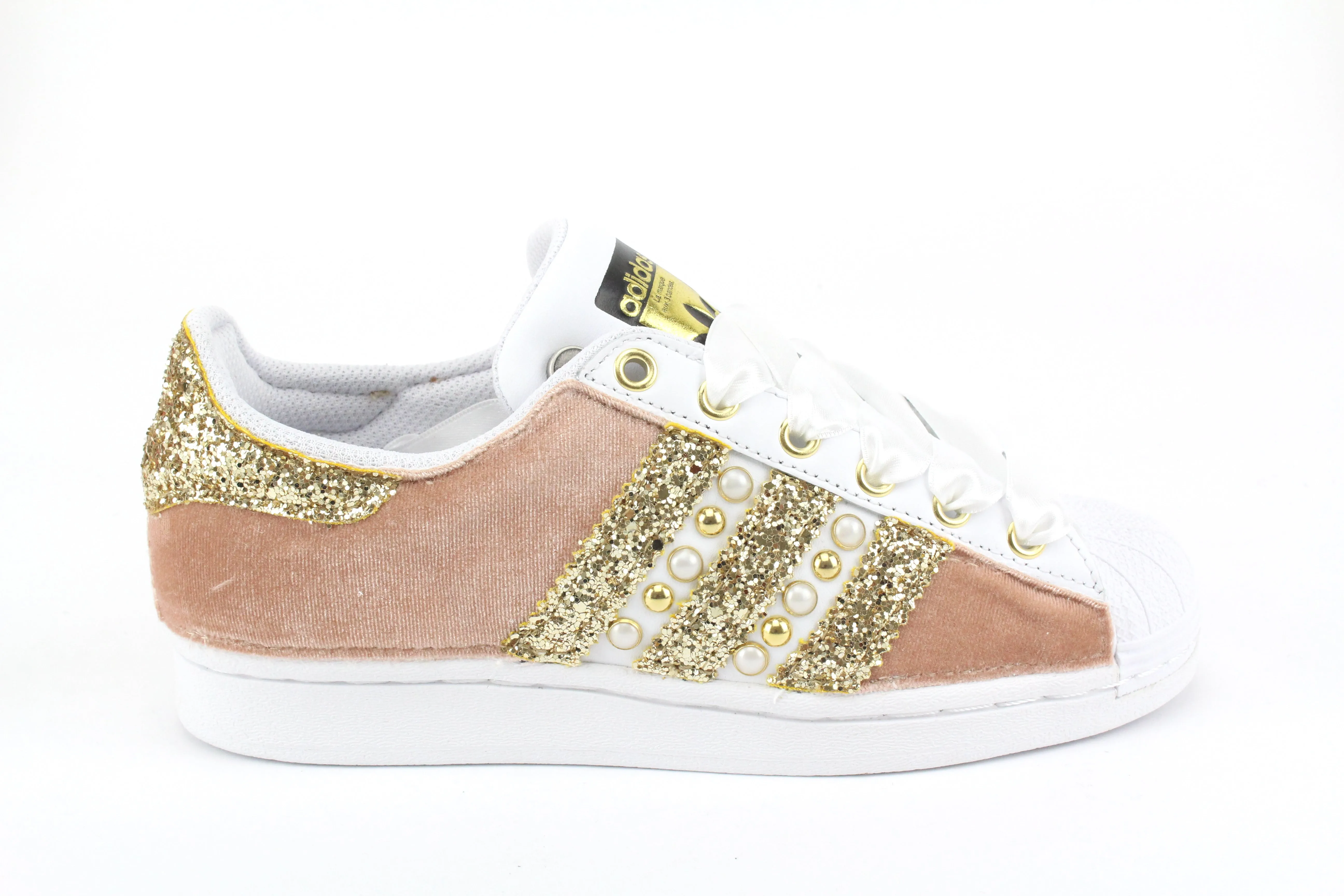 weekend stroll AdjustableStrap Adidas Superstar Velluto Rosa & Oro