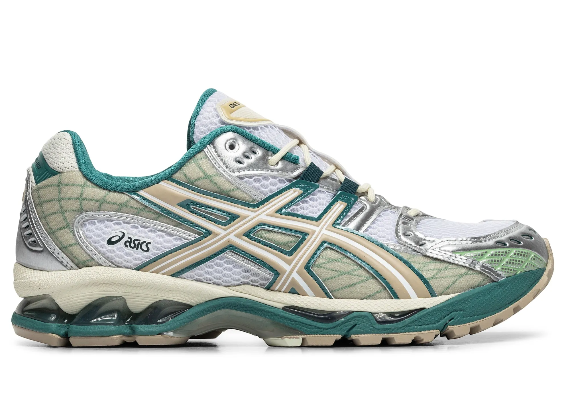 track - and - field shoes synthetic leather shoe feature Asics Gel-Nimbus 10.1 'White / Rainy Lake'