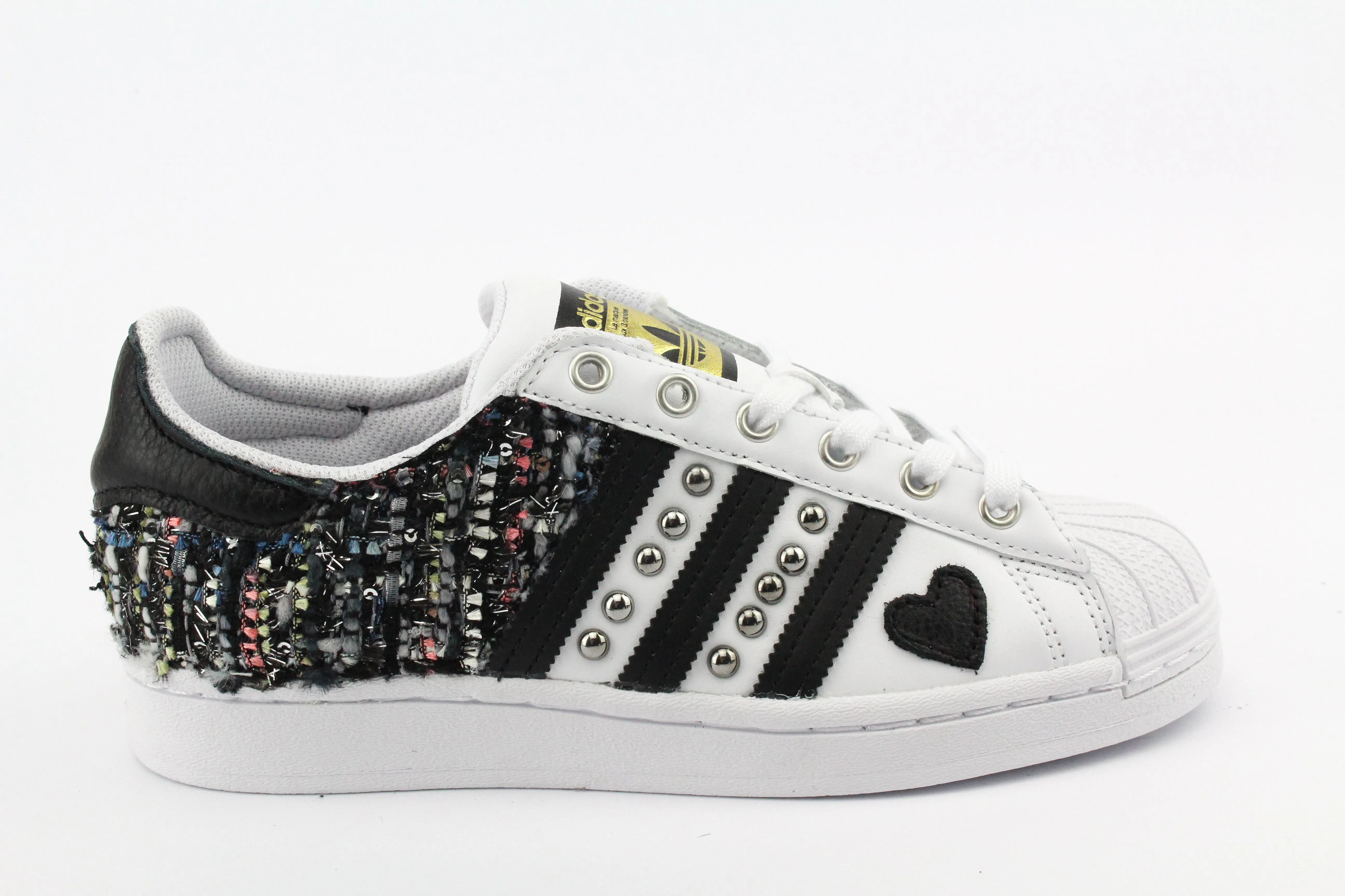 Cozy Design Sturdy Construction Adidas Superstar Black Boucl?? Borchie & Cuore
