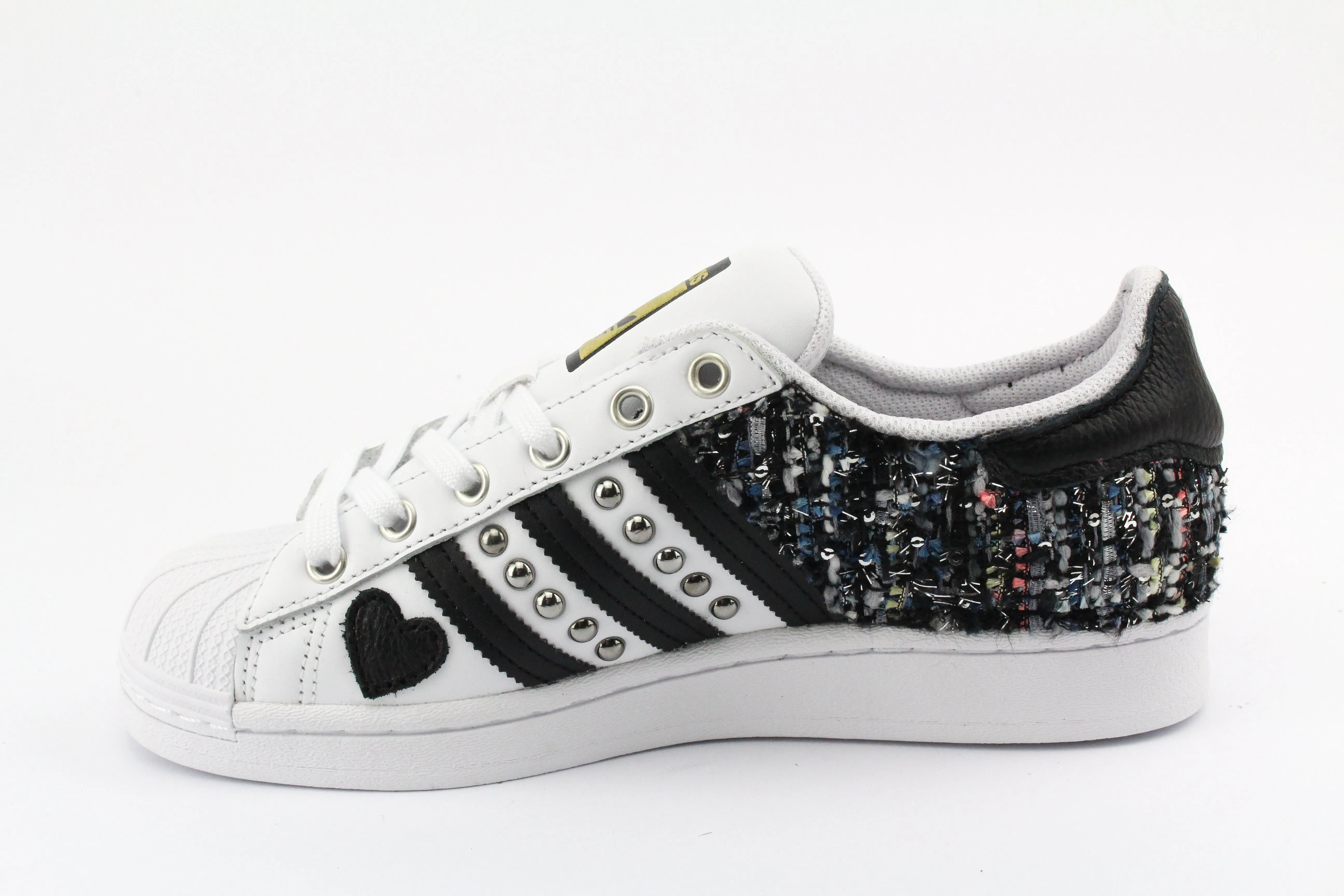 Quiet Footprint Adidas Superstar Black Boucl?? Borchie & Cuore