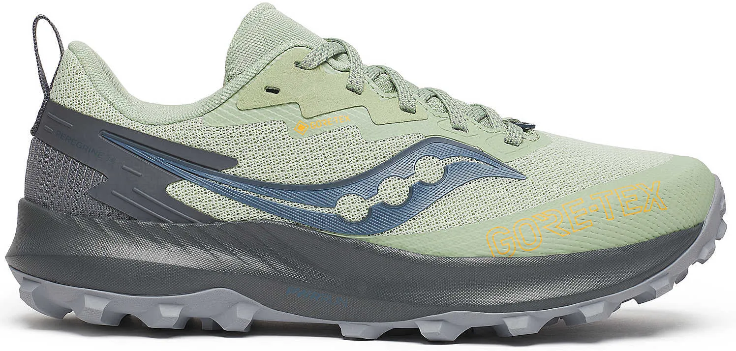youth running footgear Saucony Peregrine 14 GORE-TEX Womens Trail Running Shoes - Green