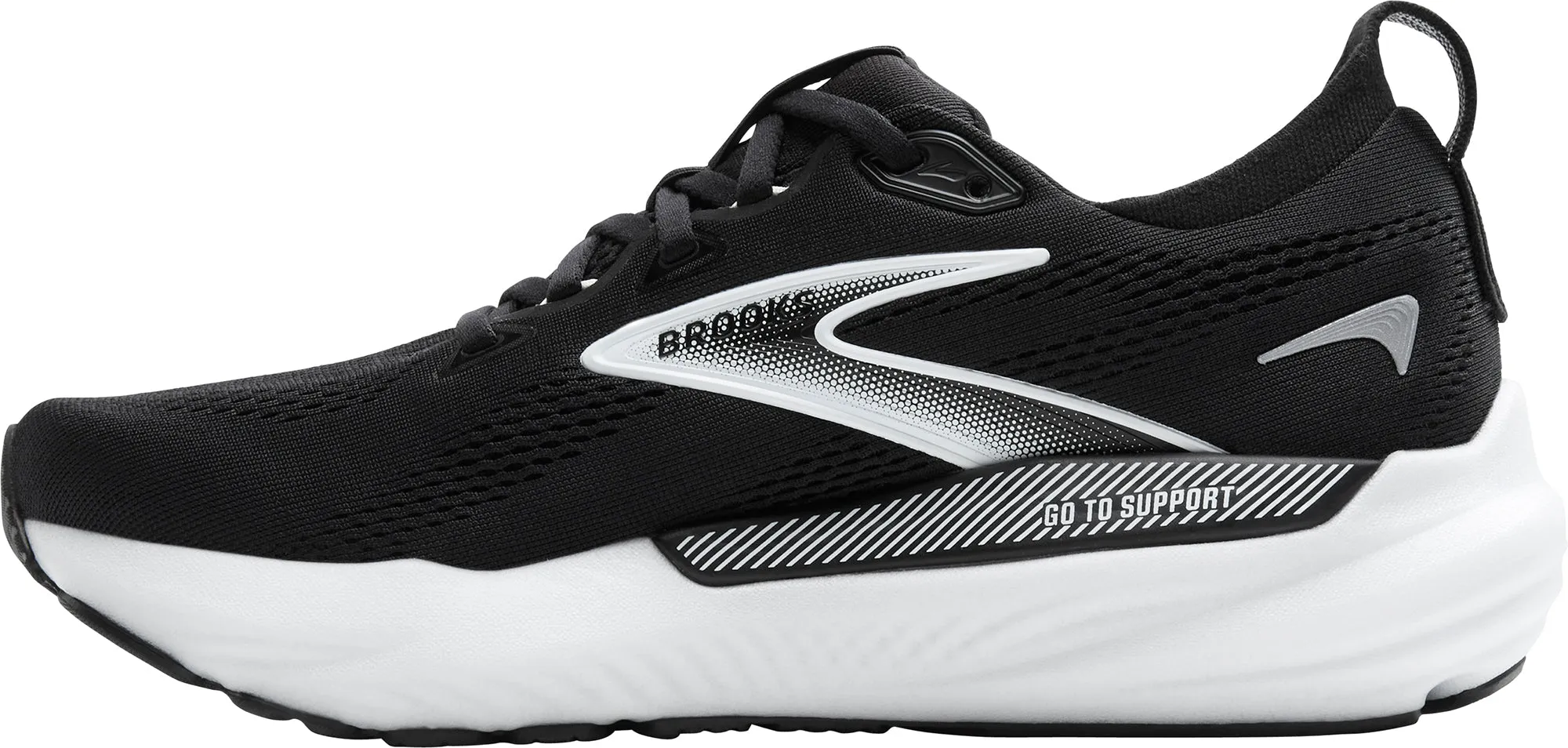 Contoured Footbed Design Brooks Glycerin GTS 22 Womens Running Shoes - Black