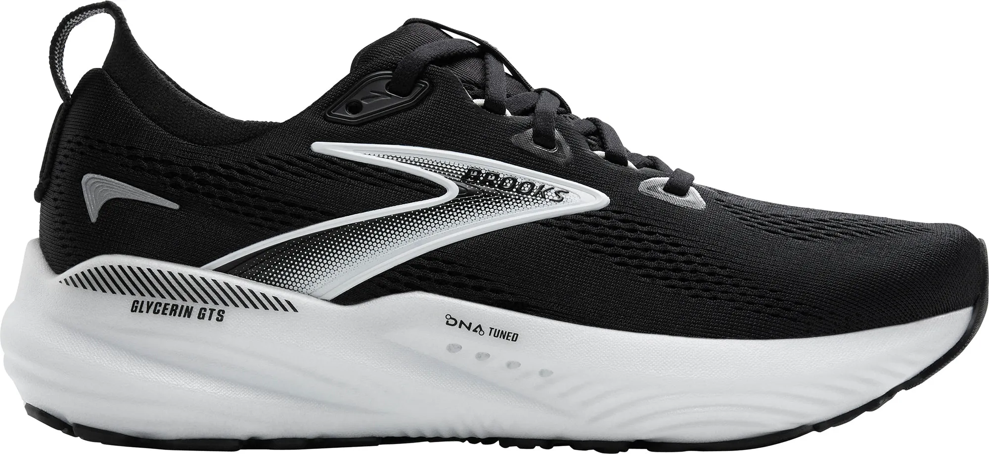 Brooks Glycerin GTS 22 Womens Running Shoes - Black Dynamic Heel Stabilizer Smooth Insole
