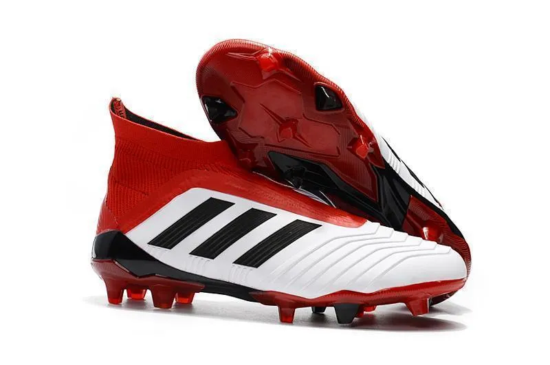 Toe Lift Adidas Predator 18  FG Soccer Cleats White Solar Red Core Black
