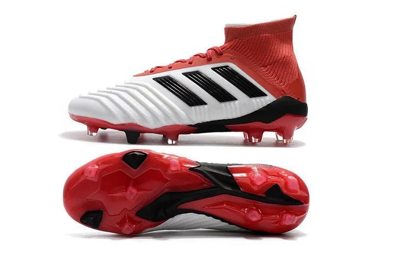 New Adidas Predator 19.1 FG Soccer Cleats Shoes Red White toe support